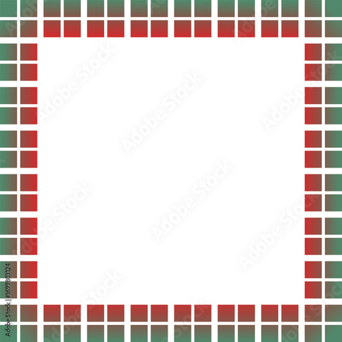 赤と緑の4ブロックタイルのクリスマスフレーム、グラデーション　Web　Adobe Illustrator Artwork