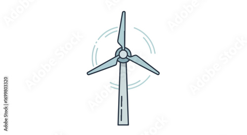 Stylized wind turbine illustration conveying renewable energy and sustainability concept illustration