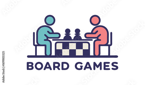 Two people playing a board game with chess pieces on a checkered board
