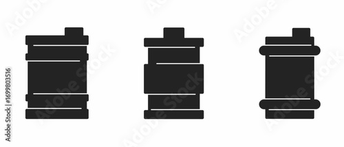 Oil, oil barrel, barrel. Black illustration of oil barrel, oil icon. Stock vector icon design.
