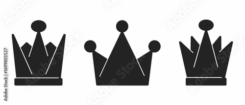 King, crown. Black illustration of crown, king icon. Stock vector icon design.
