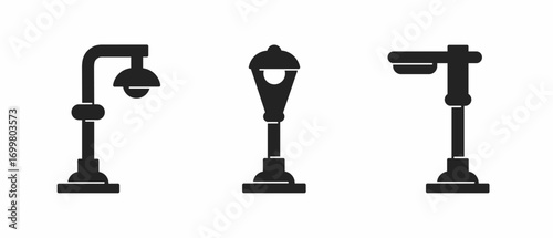 Street light, light. Black illustration of light, street light icon. Stock vector icon design.