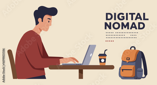 Vector illustration digital nomad