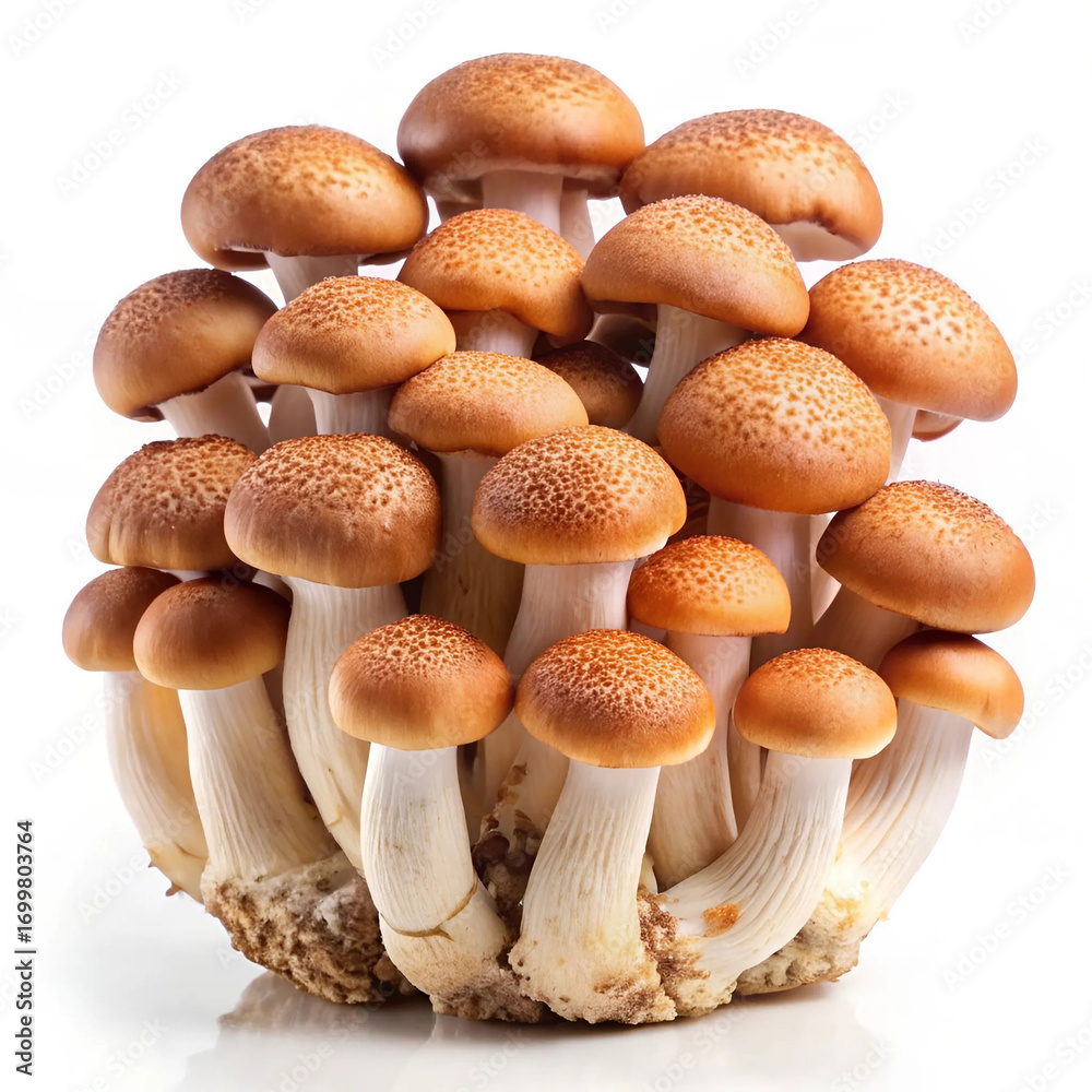 Obraz premium A fresh arrangement of mushrooms isolated on a white background