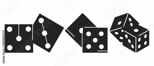 Dice. Black illustration of dice icon. Stock vector icon design.