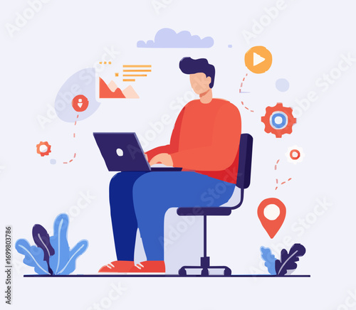 Vector illustration digital nomad