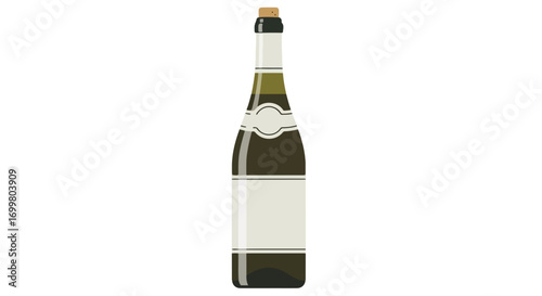 Elegant Sparkling Celebration: A Sleek Bottle Illustration with Blank Label for Festive Occasions and Toasting Moments