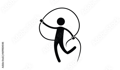 Silhouette of a person jumping rope with a large loop