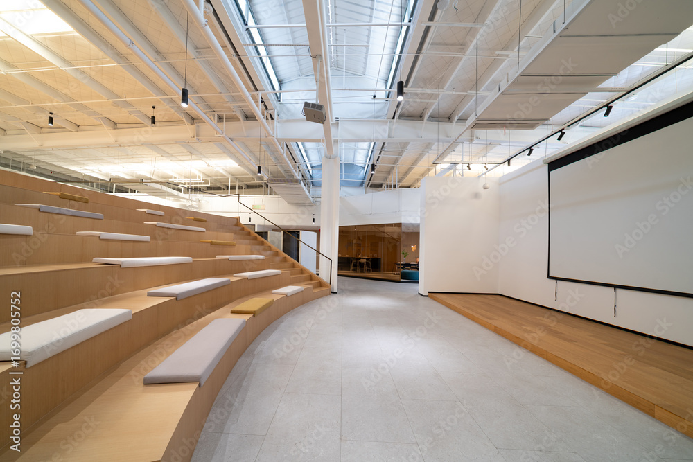 custom made wallpaper toronto digitalModern office space with projection screen and tiered seating