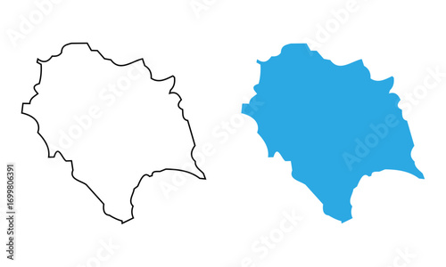 Map of the state of Himachal Pradesh, India. Map with detailed outlines and blue silhouettes