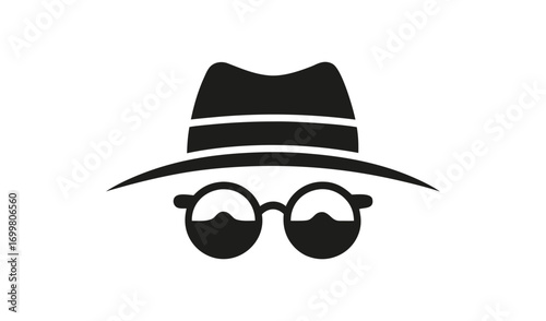Black silhouette of a detective or spy wearing a hat and glasses