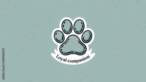 Dog paw print logo design vector illustration for pet shop veterinarian animal care and grooming service