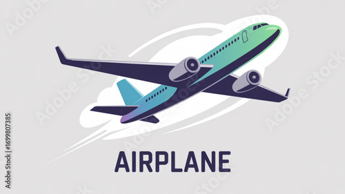 Airplane clip art vector illustration for commercial aviation travel and tourism industry design resource