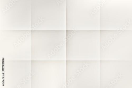 Folded white paper sheet mockup. Vector blank template for letter poster and menu. Textured page a4 with shadows and wrinkles.