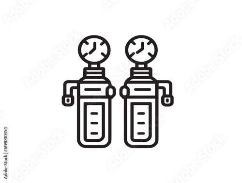 Detailed Medical Oxygen Regulator Icon in Elegant Clean Line Style