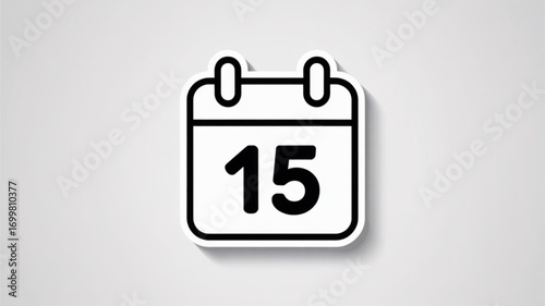 Fifteenth day calendar icon vector illustration for appointment schedule and event reminder design concept
