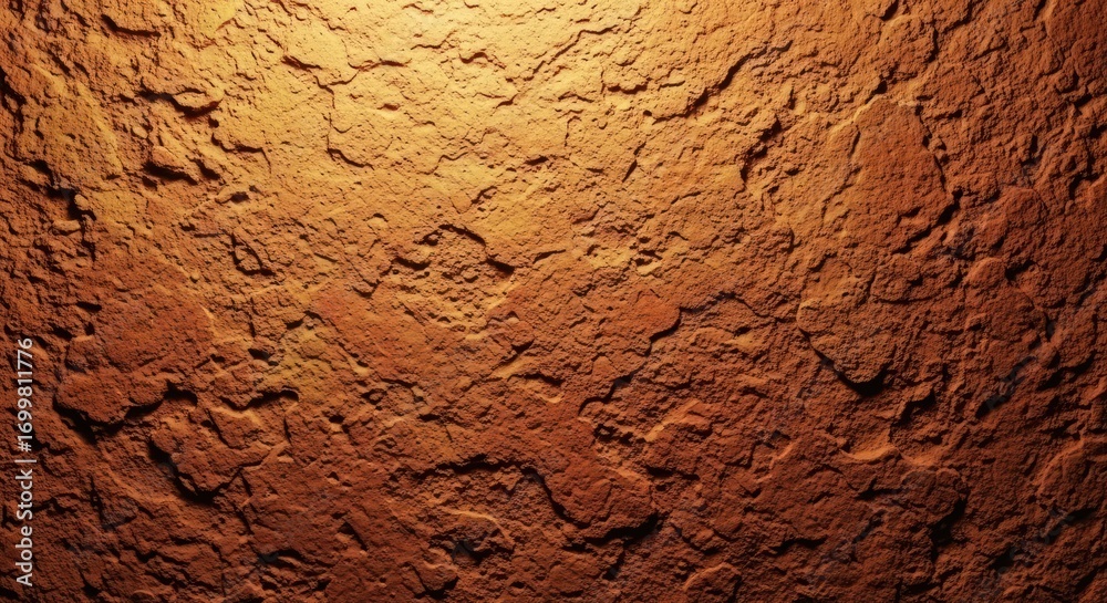 Fototapeta premium Textured rock surface, brown tones, illuminated from above left