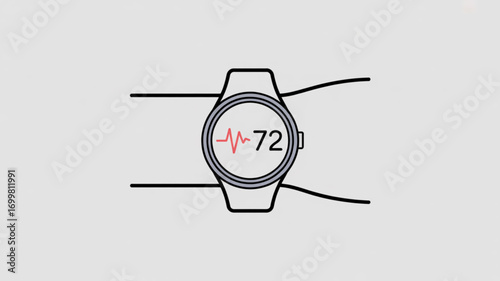 Smartwatch heart rate monitor fitness tracker showing bpm for health and wellness technology on wrist wear