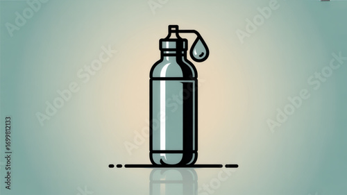 Reusable water bottle vector illustration for hydration and fitness lifestyle design elements and graphics
