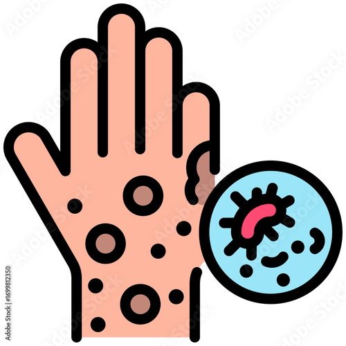 Skin allergy icon for cancer diagnosis, website, application, printing, document, poster design, etc