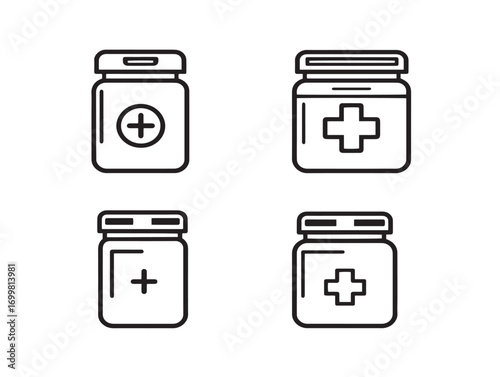 Elegant medical specimen transport containers vector line art icon