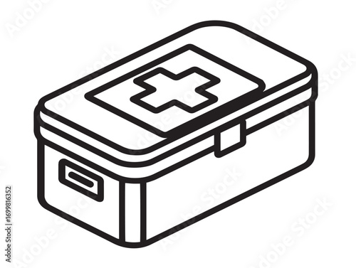 Professional medical storage container icon with sleek outline