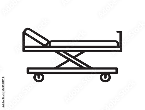 Professional medical stretcher drawing in clean flat vector