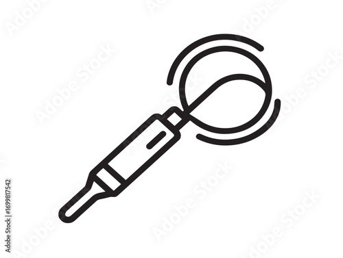 Clean vector line art medical suction catheter icon