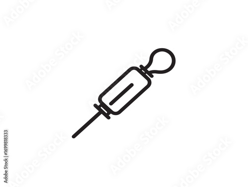 Professional suction catheter icon in flat medical line drawing