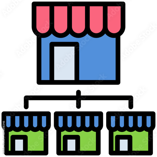 Franchise store icon for business opportunities, business, website, application, printing, document, poster design, etc