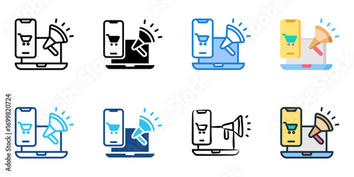 Digital Marketing icon set multiple style collection 
