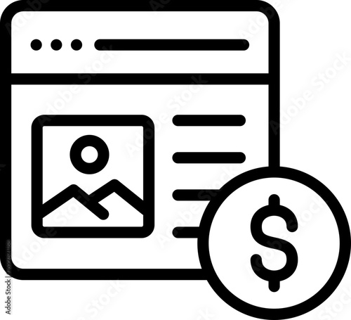 Black paid article icon - outline