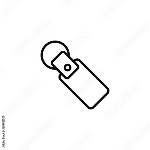 Keychain icon. Simple outline style. Key, chain, keyring, ring, car, house, home, hotel, label concept. Thin line symbol. Isolated design.
