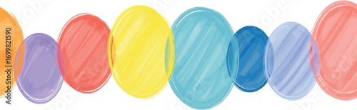 Watercolor Ovals - A Colorful Row of Abstract Shapes.