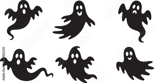 A Playful Collection of Ghost Silhouettes for Halloween and Spooky-Themed Designs
