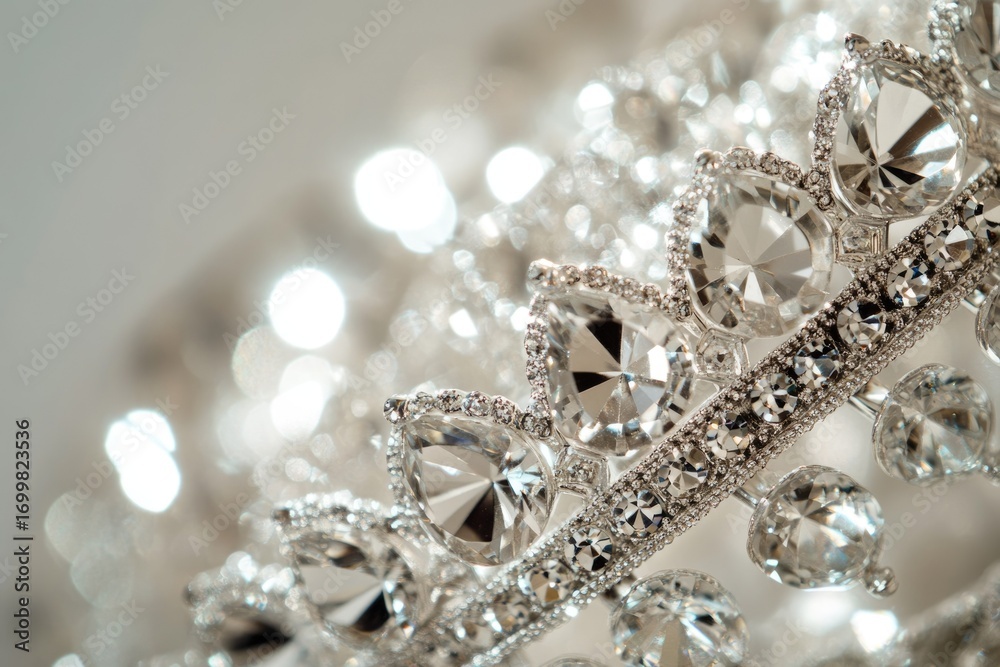 Fototapeta premium Close-up of a sparkling jeweled crown, showcasing intricate details and brilliant gemstones.
