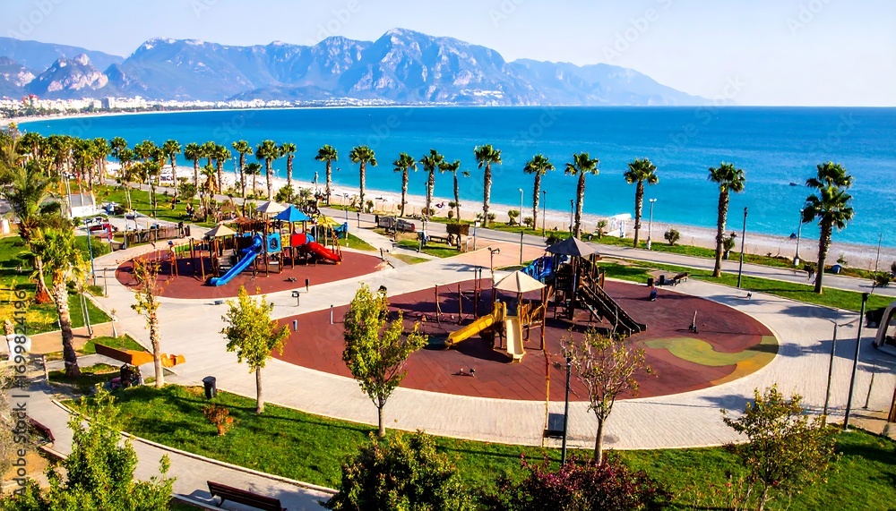 Fototapeta premium Colorful park on a sunny beach