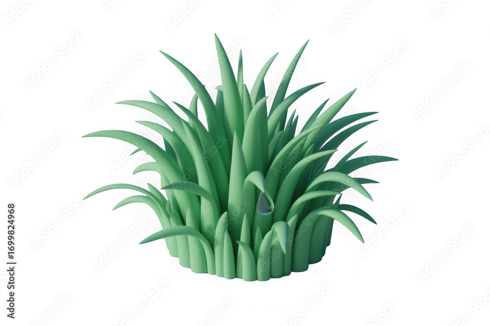 Obraz premium -A vibrant green clump of grass with pointed blades isolated on transparent background