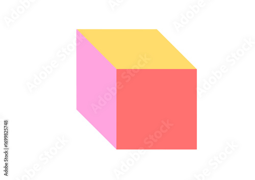 Three-dimensional rectangular geometric block in multiple colors. Colorful abstract cuboid solid shape