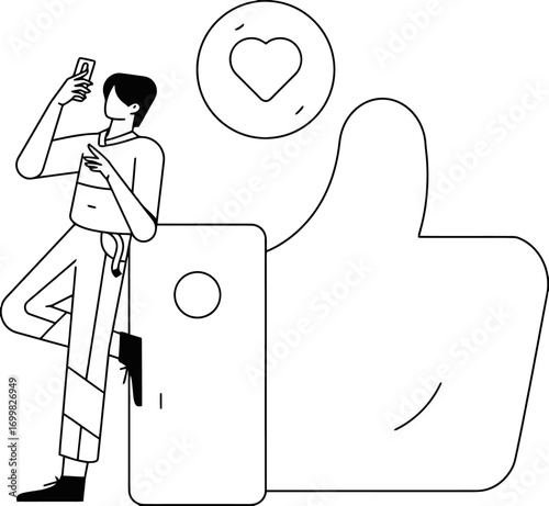 Social media marketing like share follow content creator influencer engagement online presence growth tips vector art illustration and png sticker