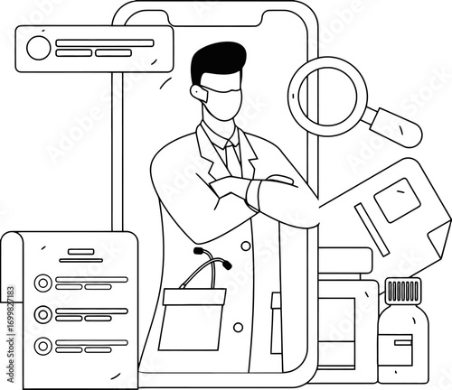 Online doctor healthcare medical telemedicine telehealth health consultation digital healthcare service vector art illustration and png sticker