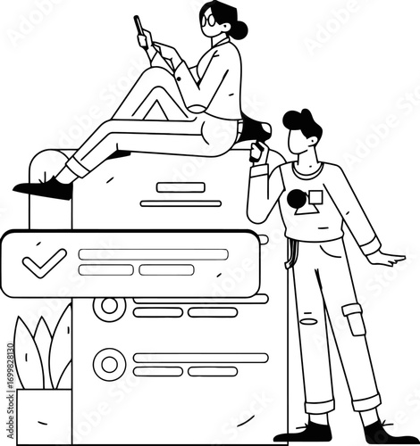 Illustration vector design graphic business concept teamwork people planning management strategy process task vector art illustration and png sticker