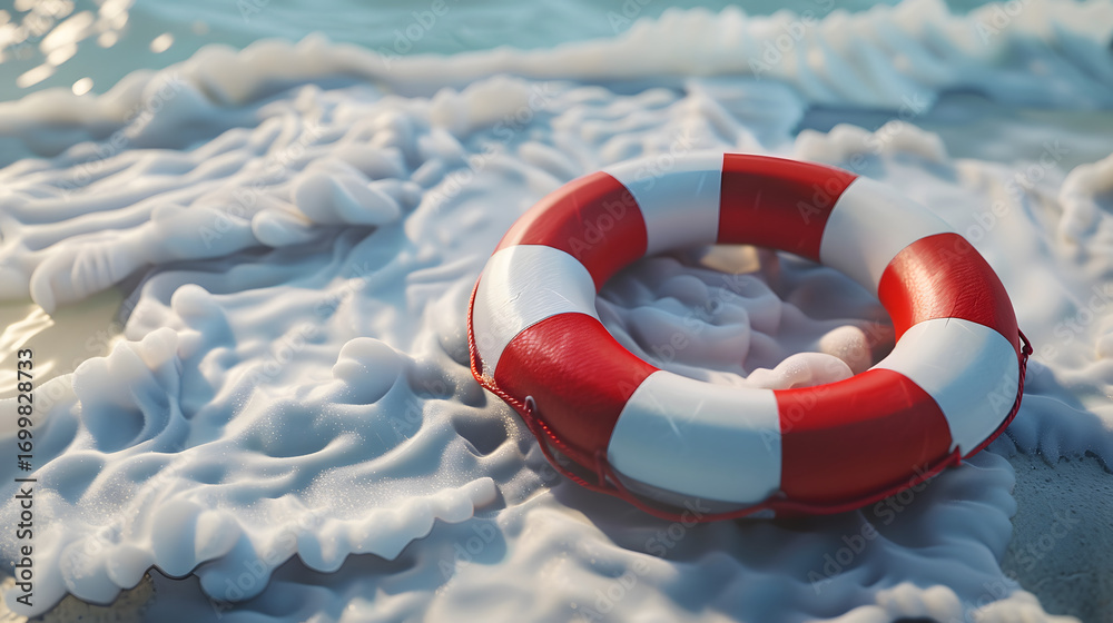 Naklejka premium lifebuoy ring in 3d clay style red and white