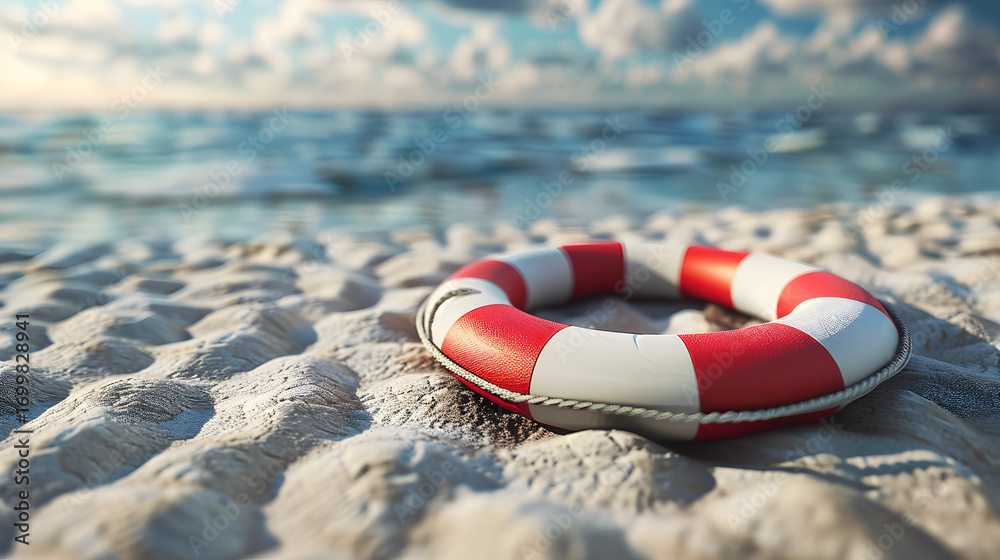 Naklejka premium lifebuoy ring in 3d clay style red and white
