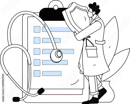 Dedicated healthcare professional shields patient data with robust security measures, ensuring trust and confidentiality in medical records management.
