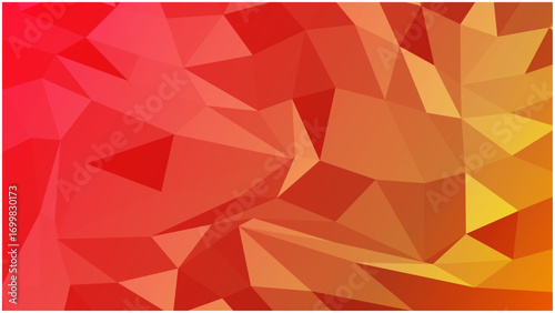 赤とオレンジ グラデーションのシンプルな抽象的ポリゴン背景イラスト