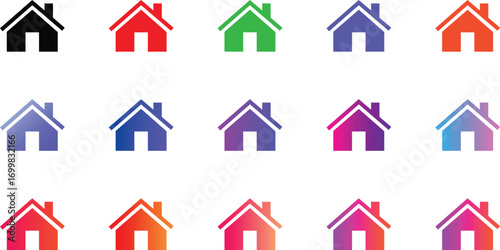 Collection home icons. House symbol. Set of real estate objects. Web home icon for apps and websites, House icon, Home sign in circle or Main page icon.