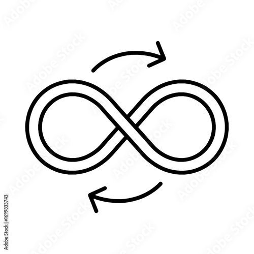 Looping Infinity A Timeless Cycle Icon with Arrows in a Perpetual Motion Concept