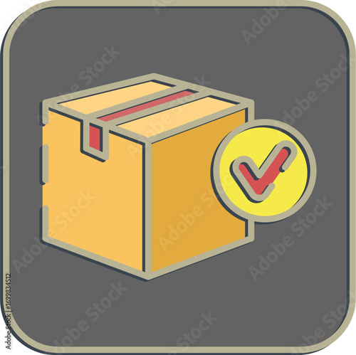 Icon cargo verification. Export import elements. Icon in embossed style.