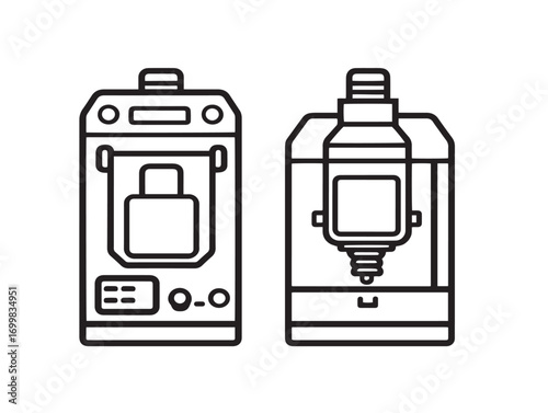 Clean professional vector line art medical ventilator machine